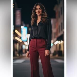 TALBOTS Red ITALIAN woven Women's straight leg Pants Size 8